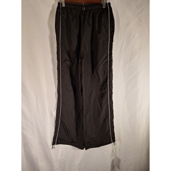 Aedceal Pants - Aedceal Black Windbreaker Track Pants Side Stripe Bungee Hem‎ size Small New
